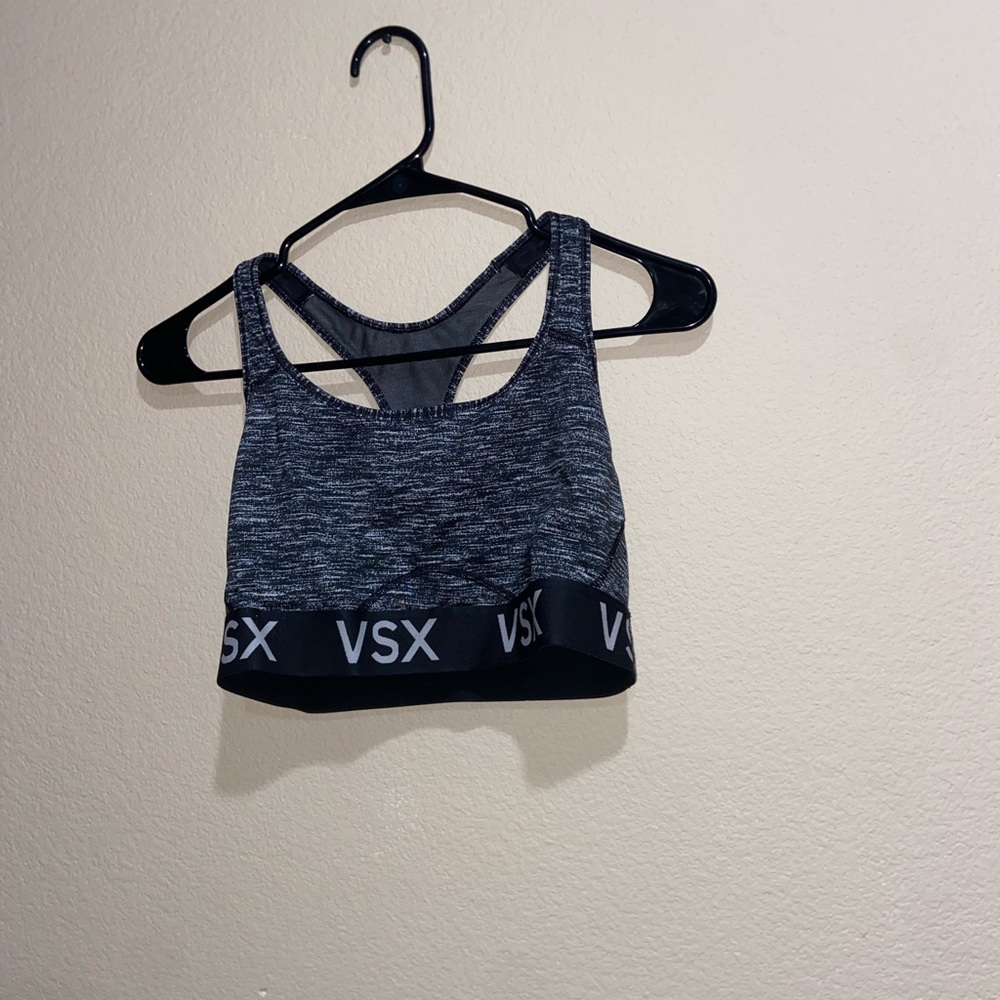 VSX grey sports bra racerback sleeveless super cute crop top fitness active wear - Picture 7 of 9